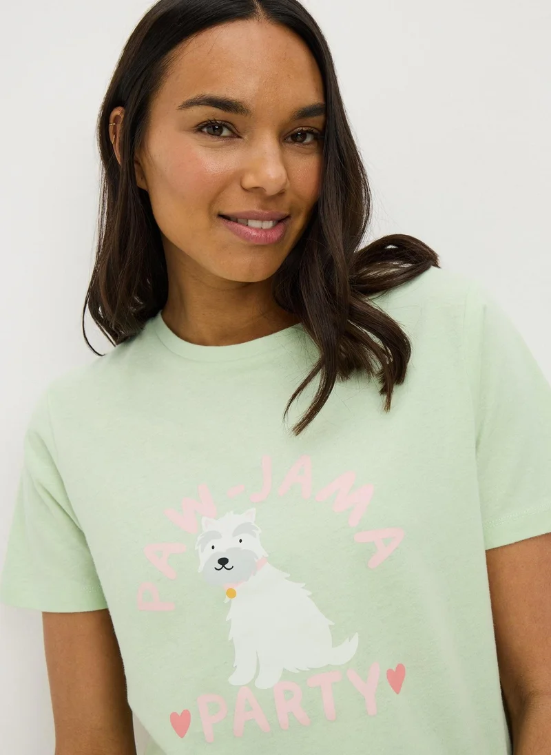 ماتلان Green Westie Dog Cuffed Pyjama Set